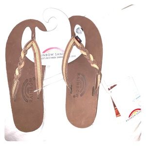 Women’s Braided Rainbow Flip Flops
